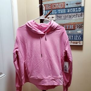 Nine West Pink Cozy Drawstring Hooded Sweatshirt
